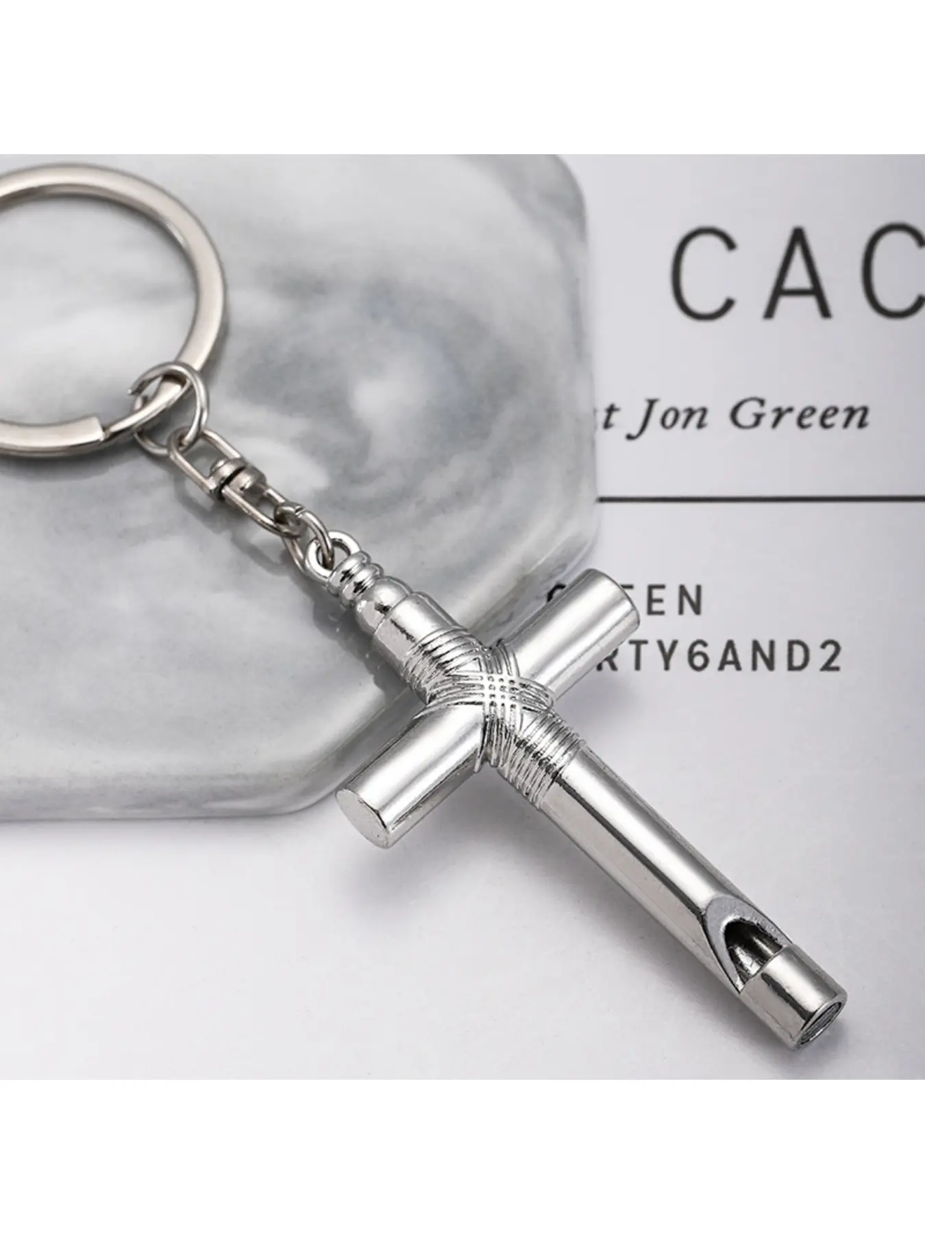 Viral TikTok Stainless Steel Cross Whistle Keychain Emergency Whistle Survival Keychain Safety Whistle Trendy Religious Style Key Ring, Perfect Accessory for Outdoor Sports, Travel & Daily Everyday Carry Use