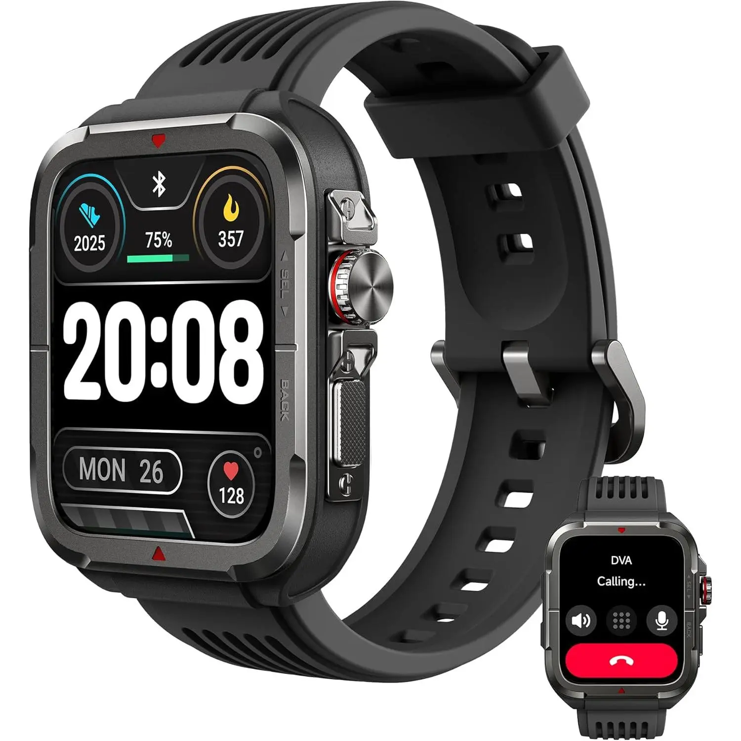 Smart Watch for Men Women, 1.8" Men's Military Smartwatch for Android iPhone with Alexa Built-in, IP68 Waterproof, Fitness Tracker with 100+ Sports, R8