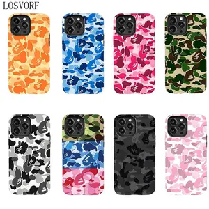 LOSVORF Bape Protective Camo Streetwear Phone Case Suitable for iPhone 17/16/15/14/13/12/11 Pro Max/Plus and Samsung Galaxy S23FE/22/23 Impact Resistant Hard Case with Impact Dispersion Technology & Flexible Rubber Liner Glossy Finish UV Protected 2-Piece