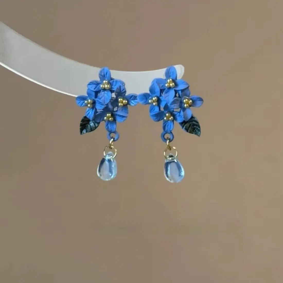 Blue Orchid Flower Earrings for Women, Chinese Inspired Floral Drop Earrings with Elegant Vintage Design, Dainty Feminine Fashion Jewelry Accessory, Unique Flower Earrings for Wedding, Party, Summer Outfits, Daily Wear & Gift for Her