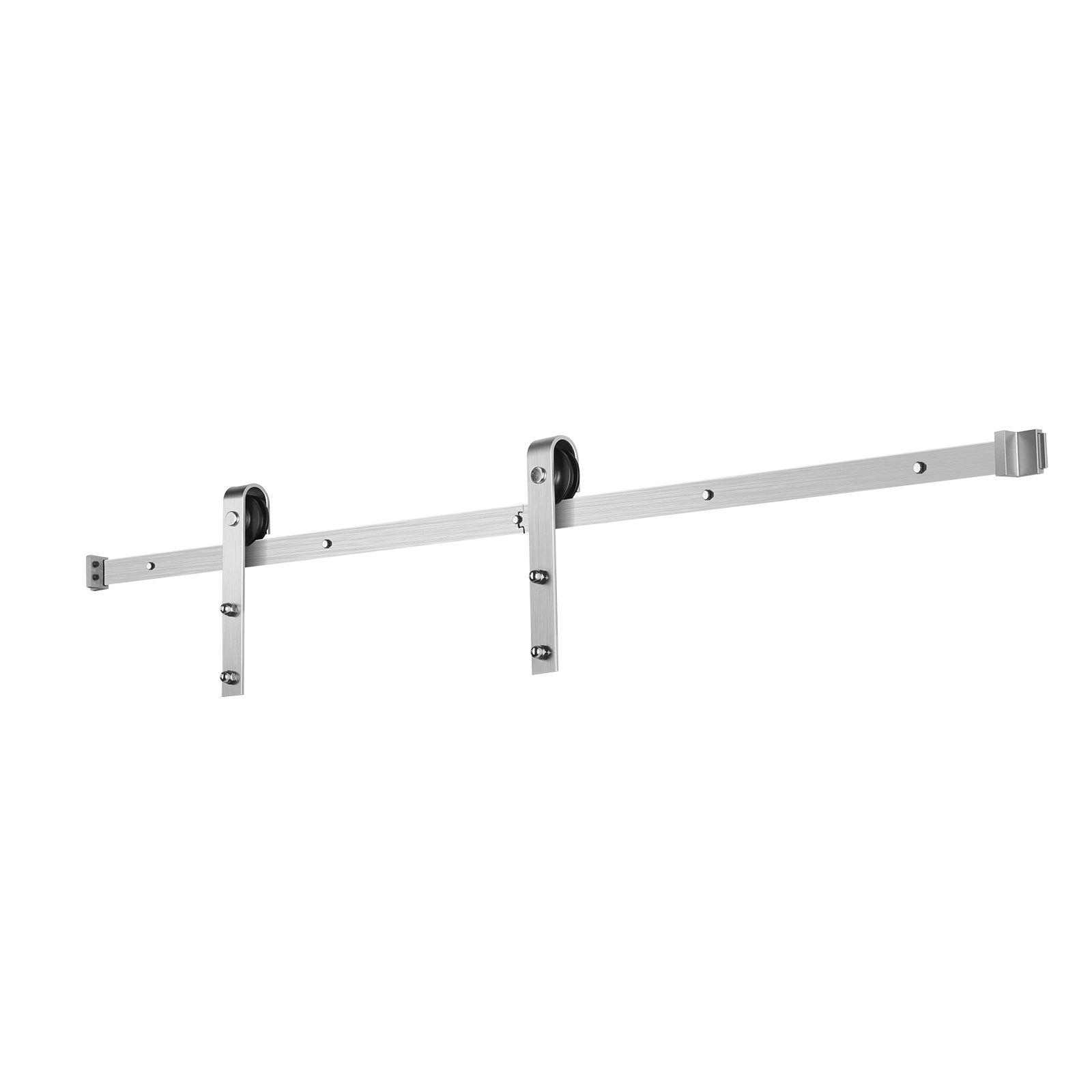 VEVOR 5FT Sliding Barn Door Hardware Kit, 330 LBS Weight Capacity, Compatible with 30 Inches Max Width & 1-3/8 to 1-3/4 Inches Thickness Single Sliding Barn Door, Durable Track & J-shape Roller Silver VEVOR 5FT Sliding Barn Door Hardware Kit, 330 LBS Weight Capacity, Compatible with 30 Inches Max Width & 1-3/8 to 1-3/4 Inches Thickness Single Sliding Barn Door, Durable Track & J-shape Roller Silver