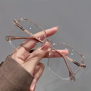 Women's Rectangle Glasses, Full Rim Alloy Frame with Transparent Lenses for Anti-Fatigue Computer Eye Protection