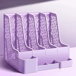 Desktop File Organizer with 4 Compartments, PP Material, Detachable Design, Space-Saving Office Supply, Document Sorting Storage Box, Desktop Organizer