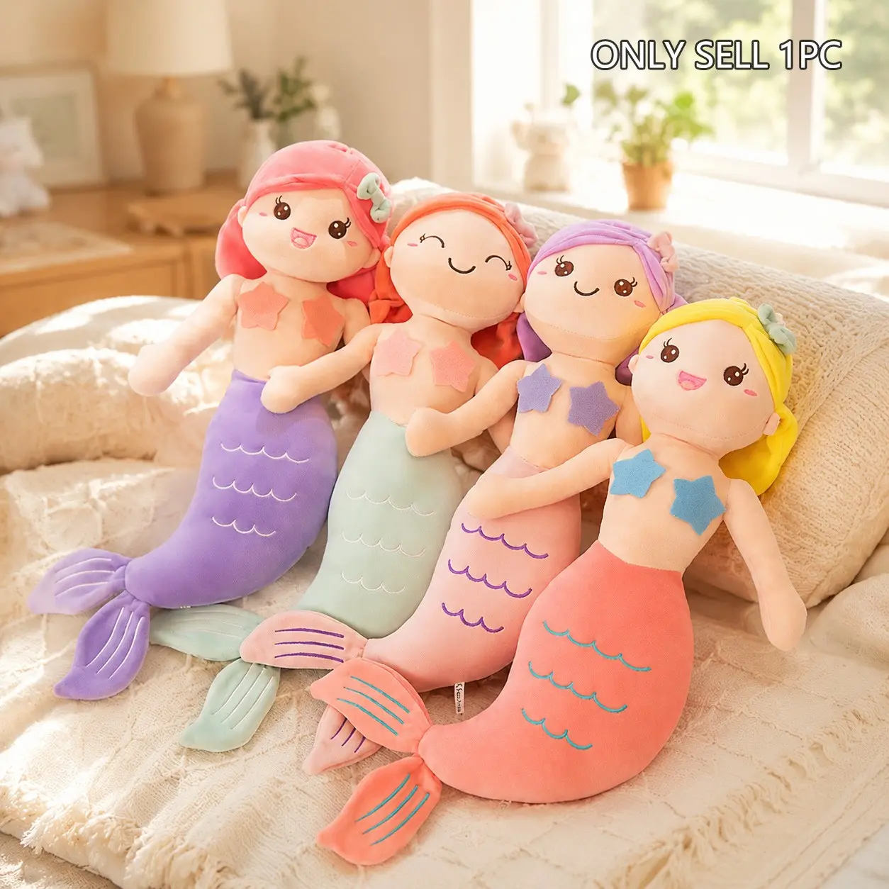 45cm/60cm Mermaid Plush Toy – Soft, Fluffy Fairy-Tale Style Doll; Dreamy Mermaid Princess Doll; Girly Bedroom Decor; Creative Gift for Birthdays, Thanksgiving, Christmas, and Valentine's Day