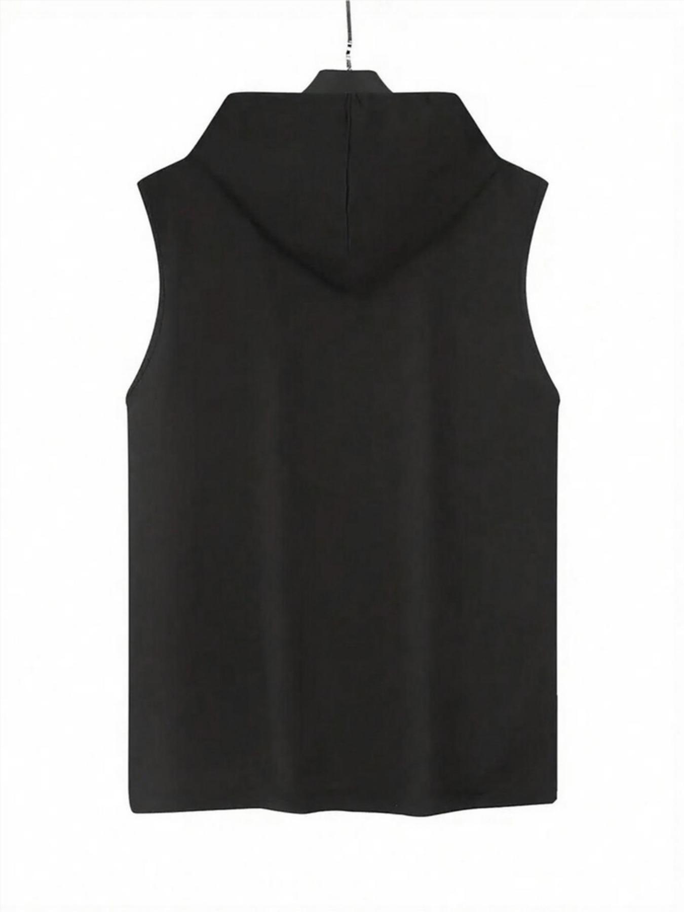 Two-Piece Set Men's Hooded Graphic Tank Top & Shorts Set, Regular Fit Casual Sleeveless Top & Shorts, Men's Clothing Set for Summer Sportswear