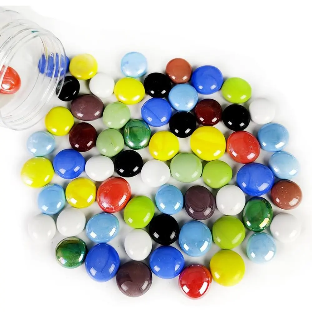 Colored Glass  Flat Marbles  Colors for Vases Fillers,0.68 LB | Art Mosaics,Crafts,Mancala Stones, Table Scatter,Fountain,Decoration