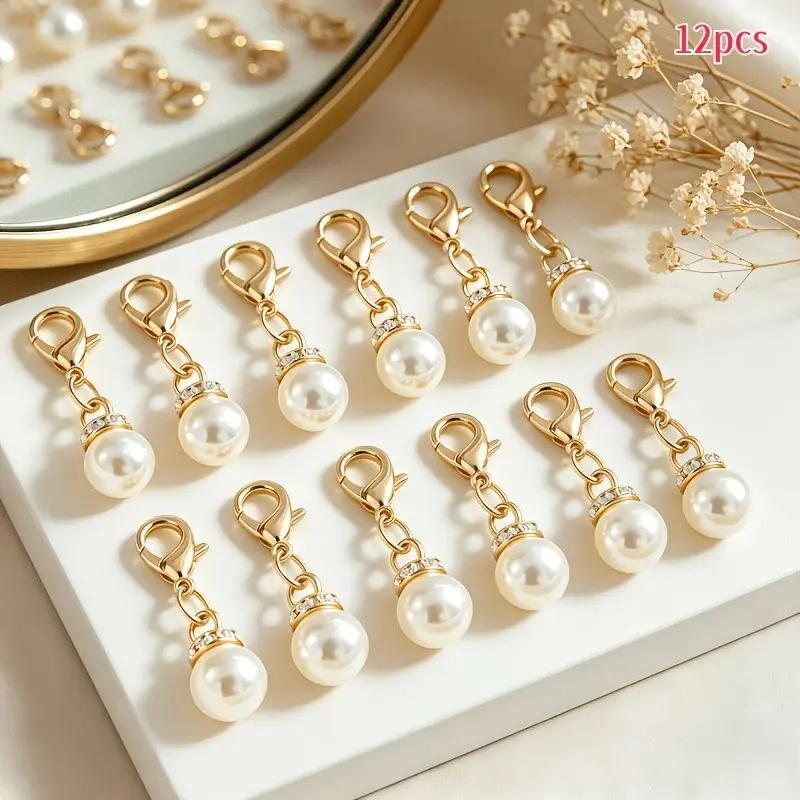 12/24pcs Light Luxury Versatile Shoe Buckle Bag Accessories Keychains, Lobster Clasp Pendants with Rhinestones, Fashionable Bag and Shoe Charms, The Best Gift for Family and Friends