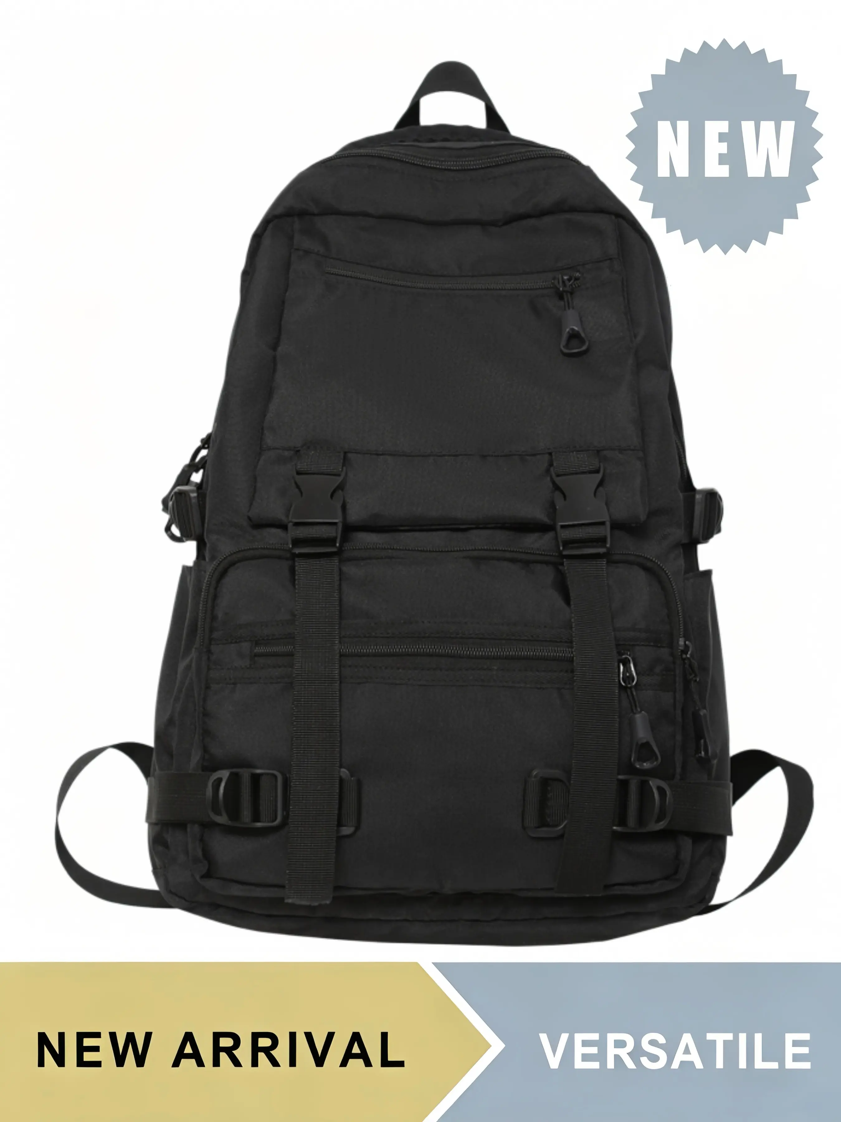 Tactical Multi-Pocket Laptop Backpack for Men Women, Casual Daypack with Side Bottle Pockets & Adjustable Straps, Large Capacity Lightweight School Bag, Multiple Colors Available, Ideal for Daily School Travel Hiking Picnic Outdoor Activities