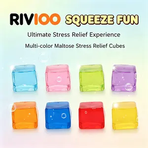 Multicolor Transparent Maltose Cube Squishy Toy, Soft Glutinous Candy Texture Squeeze Fidget Toy, Portable Desktop Stress Relief Toy for Indoor Leisure, Anti-Anxiety Decompression Gift for Kids & Adults