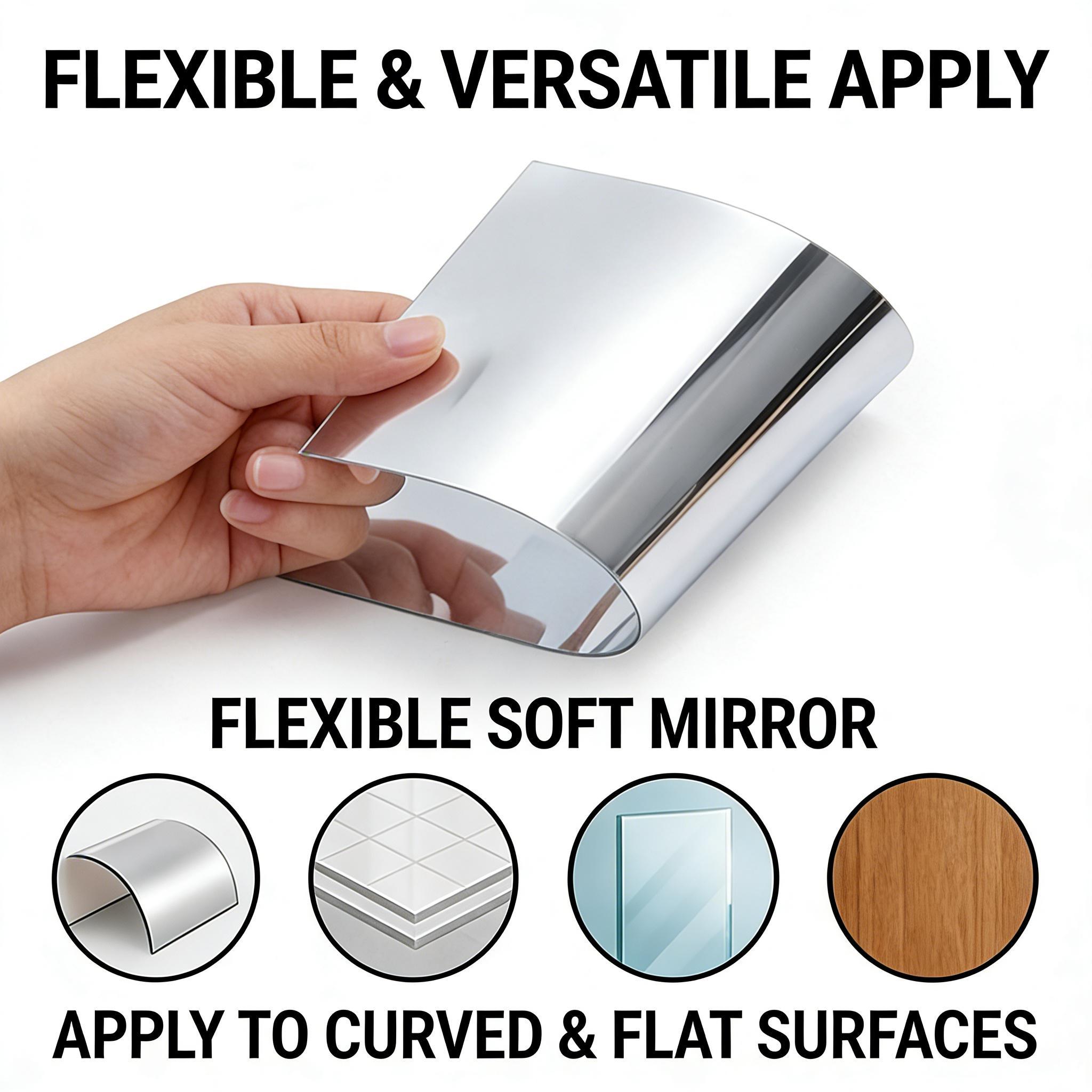 20×40 inch Self - adhesive Soft Glass Mirror Sticker with Backing Tape! Ideal for self - service areas, glass doors, and home use, especially bedrooms. With easy installation, it offers high - quality reflection, serving as a full - length mirror.
