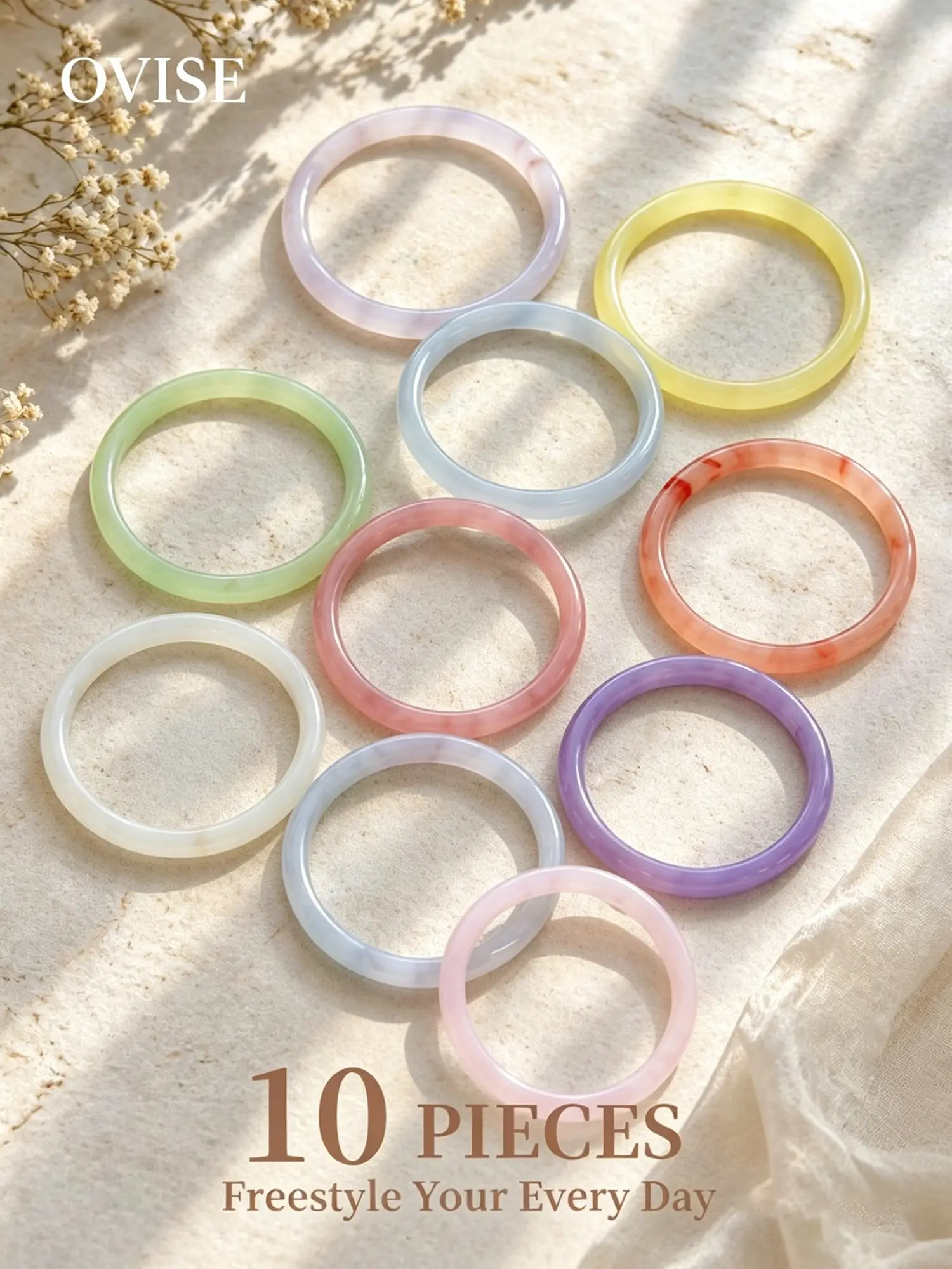 10-Piece Set Chinese Imitation Jade Bangle Bracelet with Gift Box, Perfect for Blessing and Memorial, 62mm Wave Print Elegant Mini-Helmet