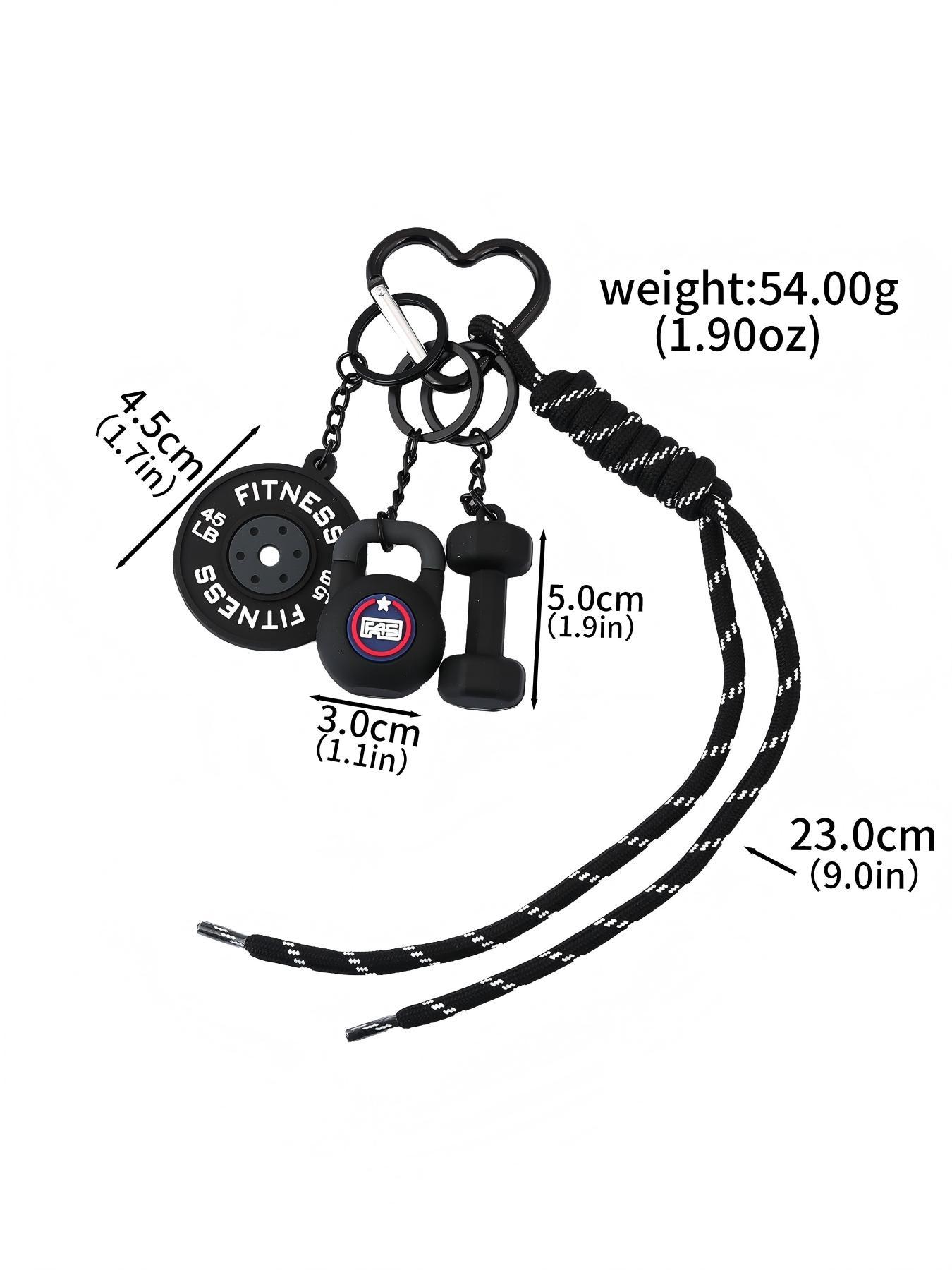 Gym Dumbbell Barbell Kettlebell Keychain, Keychain Wristlet, Fitness Accessory for Gym Bags & Backpacks, Stylish & Functional Design, Perfect Gift for Workout Enthusiasts