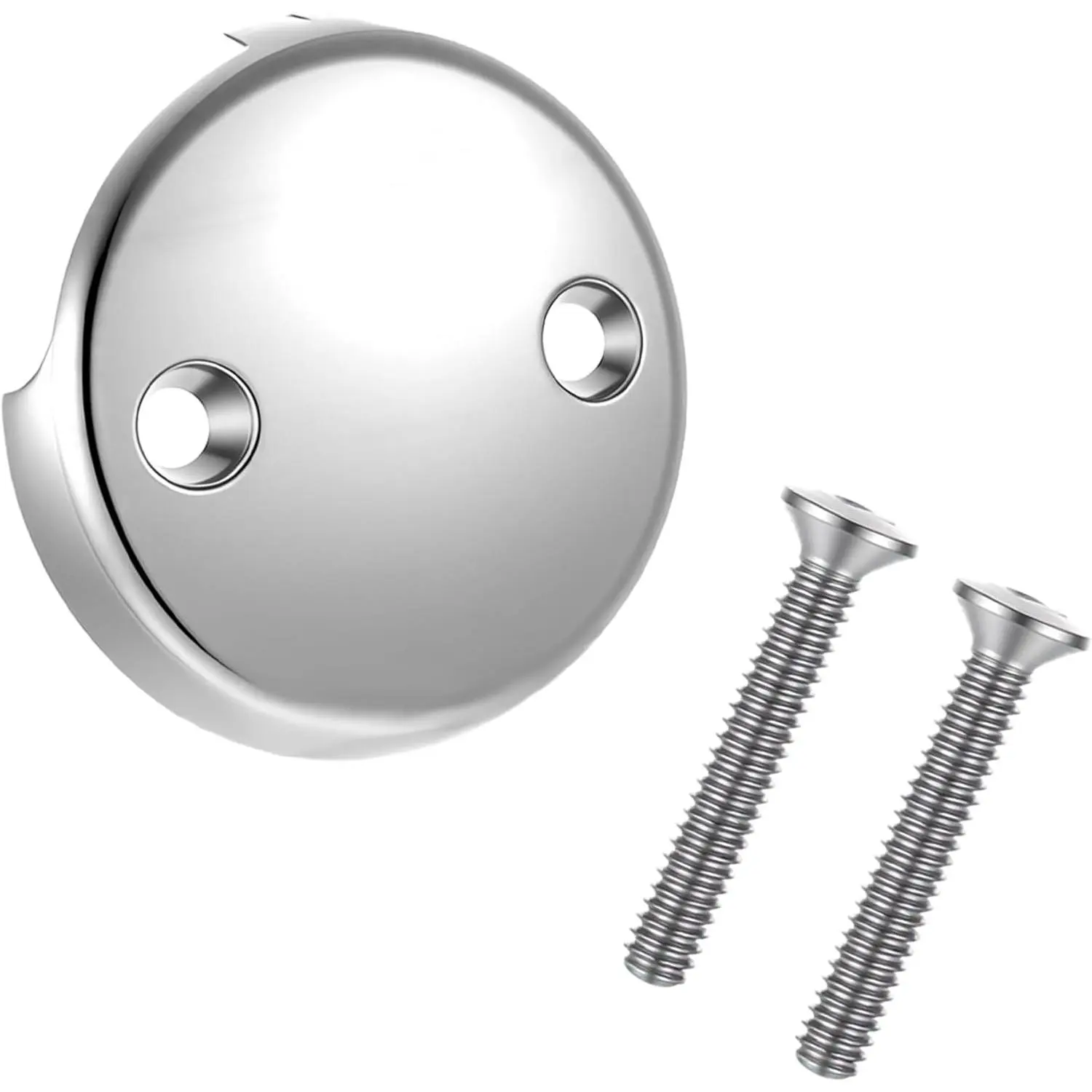 1 count Tub Overflow Drain Cover,  Tub Overflow Cover, 2-Hole  Overflow Plate with Matching Install Screws for Standard Bathroom Bathtub