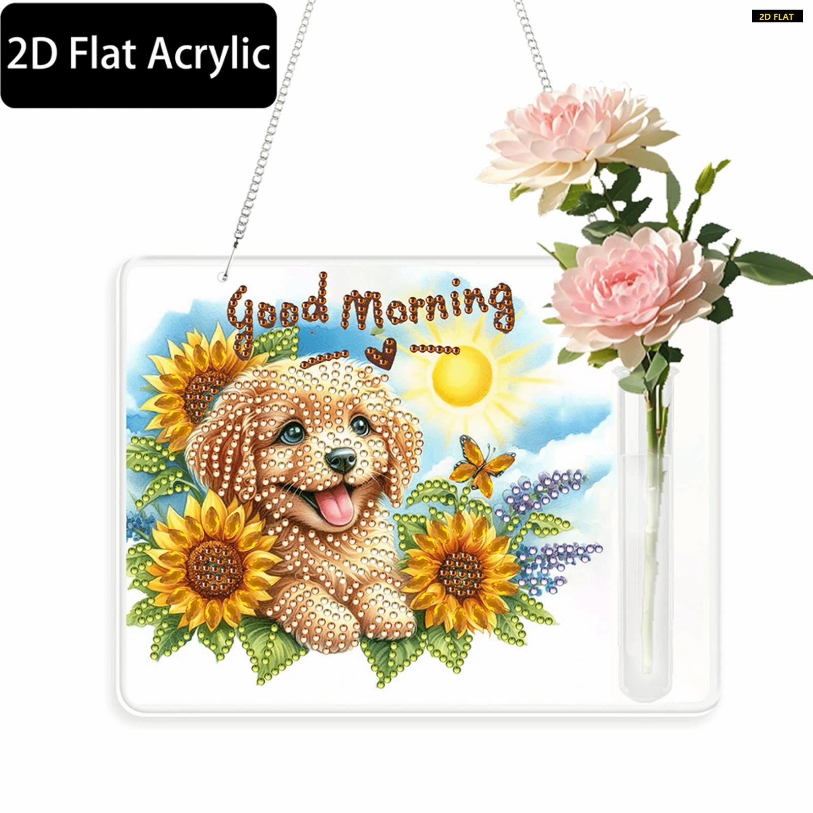 2D FLAT2D Flat Acrylic Decorative Wall Tube Vase Special Shape Hanging Diamond Art Kits Diamond Painting Hanging Ornament Window Hanging ADiamond Painting Kit is Suitable for Decorations. Create Unique DIY Handicrafts, Making Gifts Distinctive and Unique!