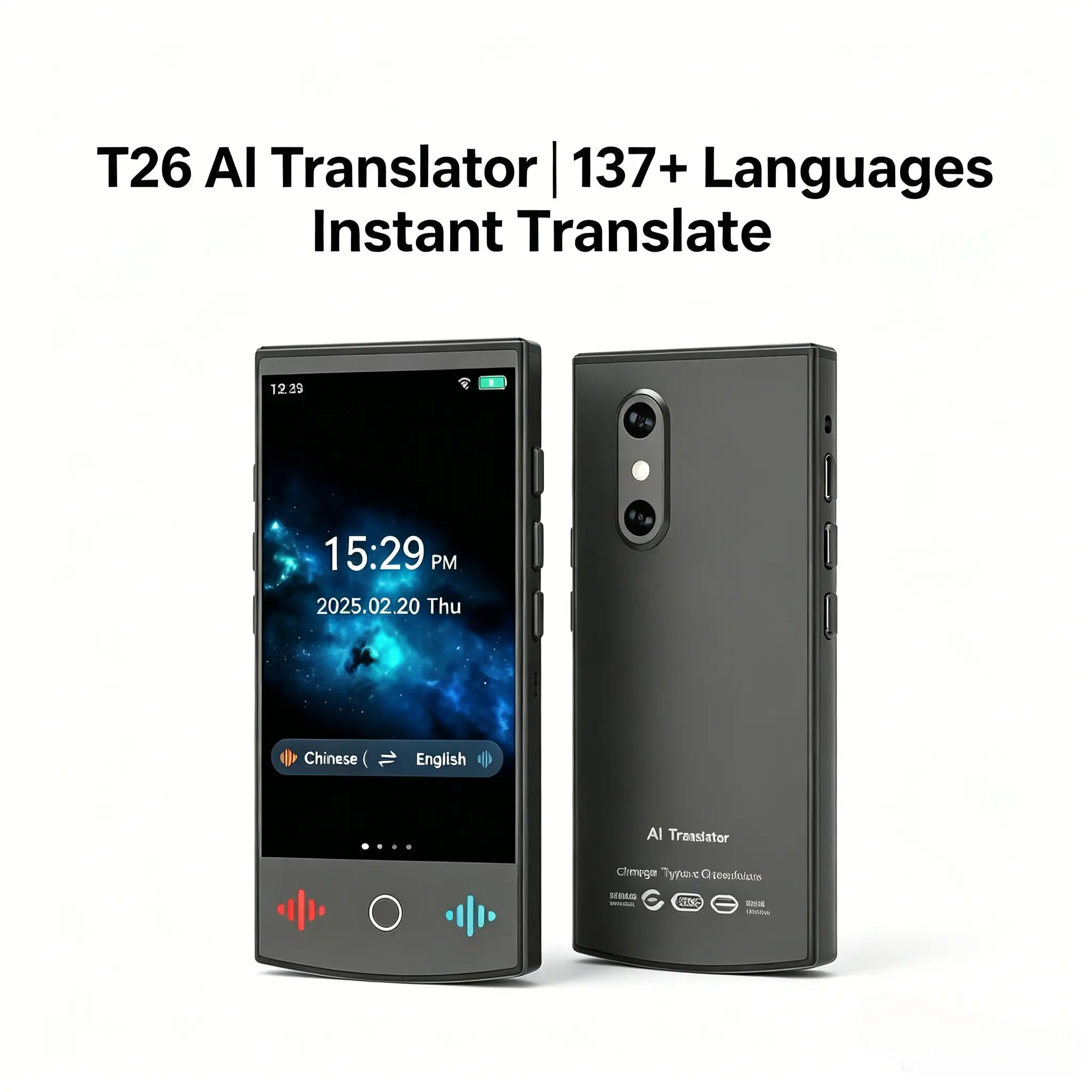 Cross-Border Ai Translator Machine, 4.0-Inch Touch Screen, 160 Languages Online, 17 Languages Offline, Audio Video Photo Recording Translation
