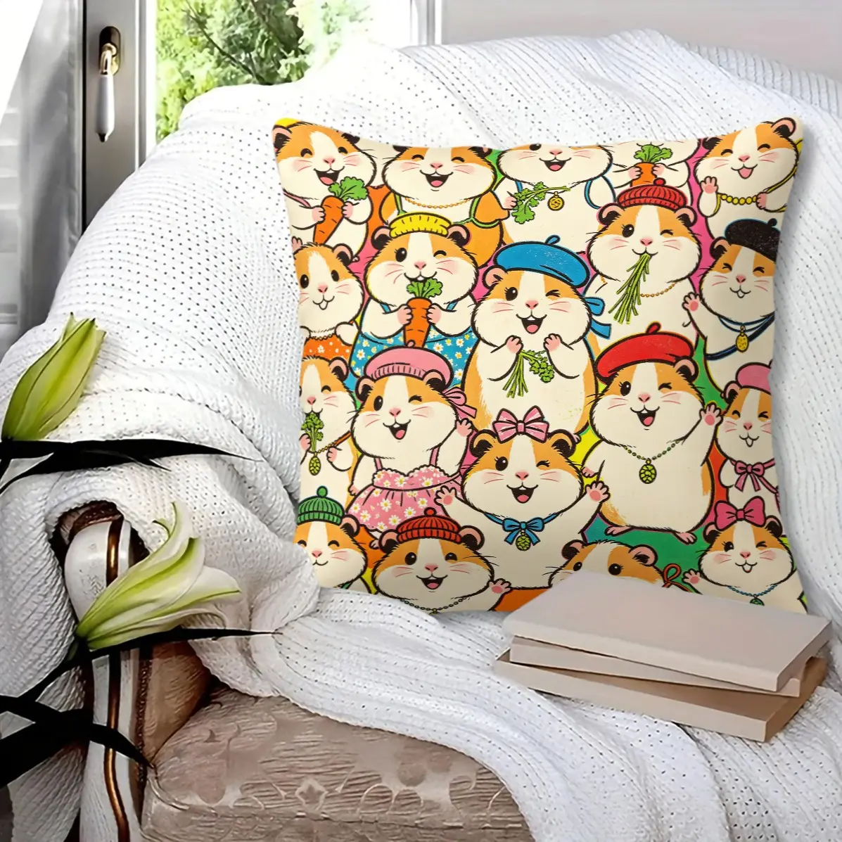45x45cm 1Pc Bright Color Cute Pet Cartoon Pillow with full accessorized animal print, stable elastic filling after long use, small desk cushion for dorm, full set with insert no extra matching needed