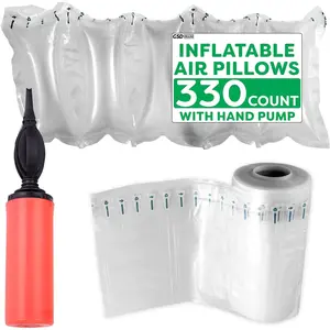 330 Count 4x8 Inflatable Air Pillows for Shipping and Packaging Filler - Hand Pump Included - Purse Pillows to Keep Shape - Packing Peanut Alternative - Purse Shaper