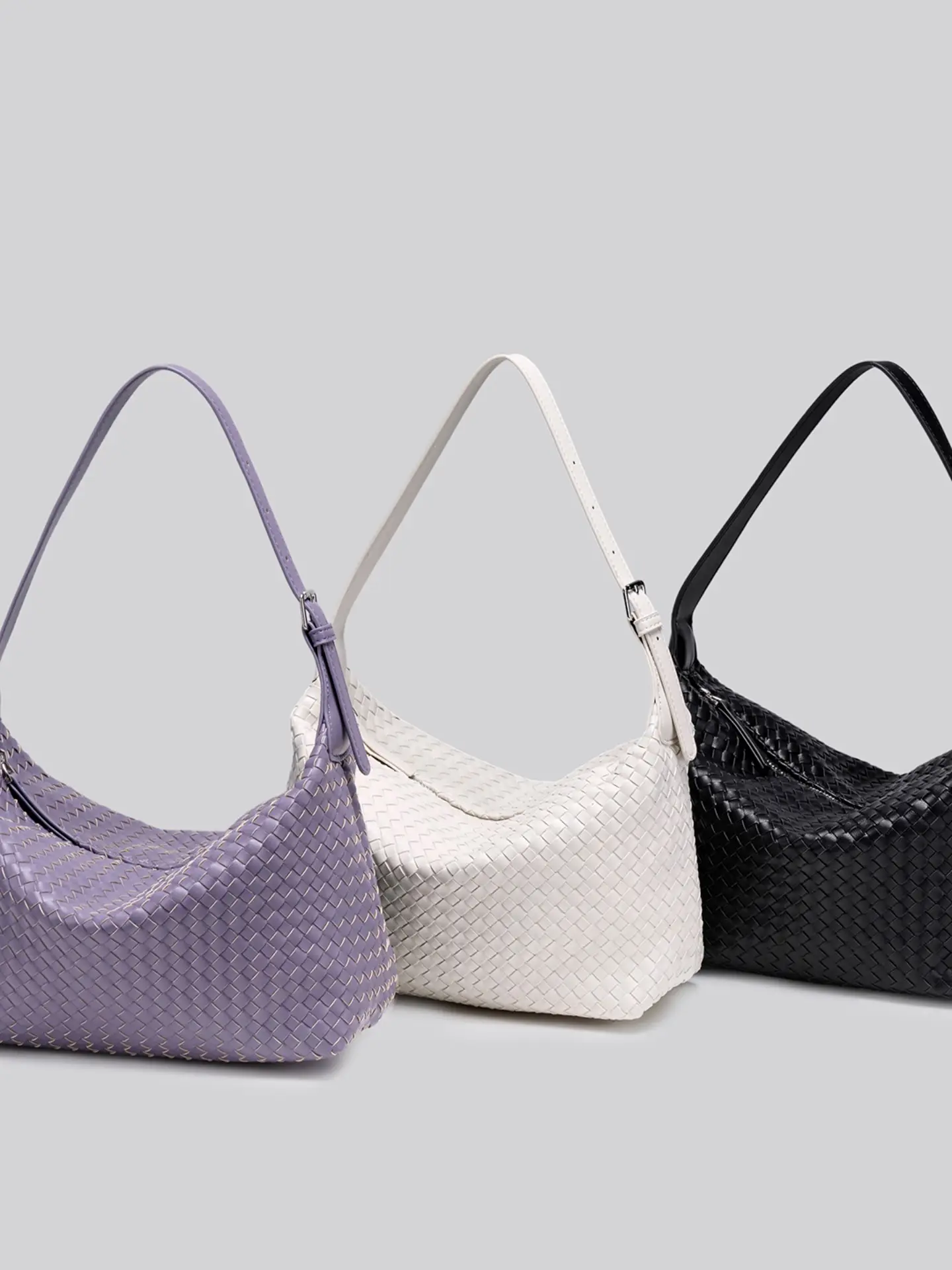 Handwoven Hobo Shoulder Bag for Office Ladies, Lavender Minimalist Daily Tote, Quiet Luxury Everyday Commute Bag, Stylish and Practical