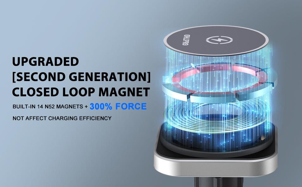 OHLPRO for MagSafe Car Charger, Magnetic Wireless Car Charger Mount with Fast Charging for iPhone 14/13/12 Mini/Pro/Pro Max/Plus, Stick on Dashboard, Air Vent Hook Car Phone Holder, Aluminum
