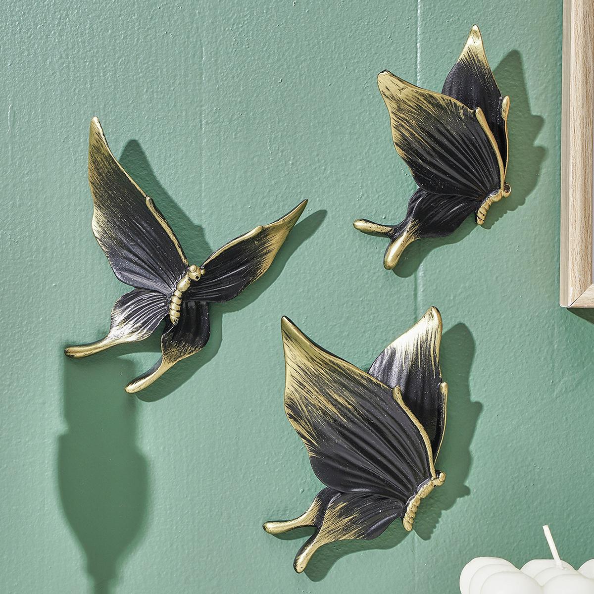 Butterfly Shaped Hanging Decor, 5 Counts/set Creative Resin Butterfly Wall Art Hanging Ornament, Wall Decor for Home Living Room Bedroom, Hangable