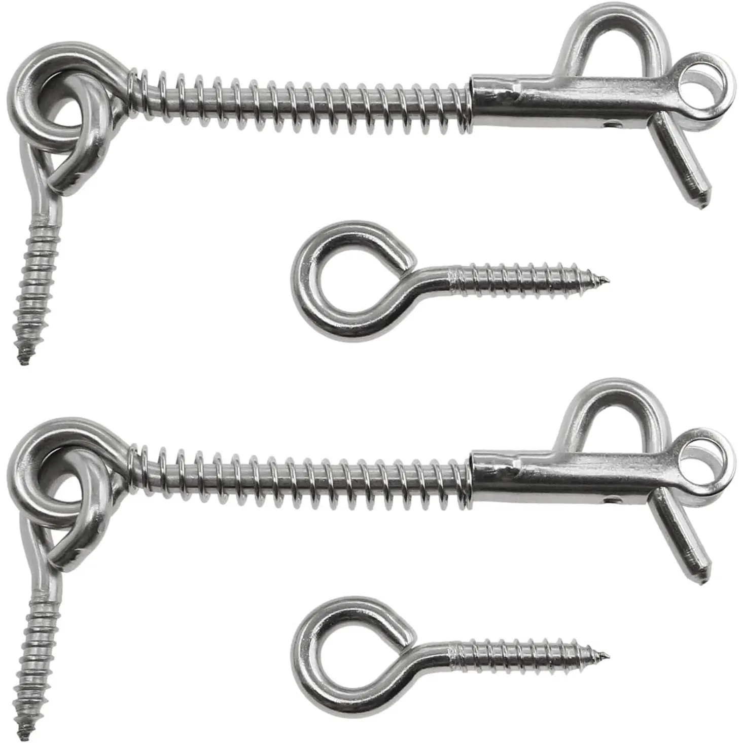 2 count Stainless Steel Spring Hook and Eye Safety Latch 3 Inch Hook and Eye Safety Latch for  Farm or Camping