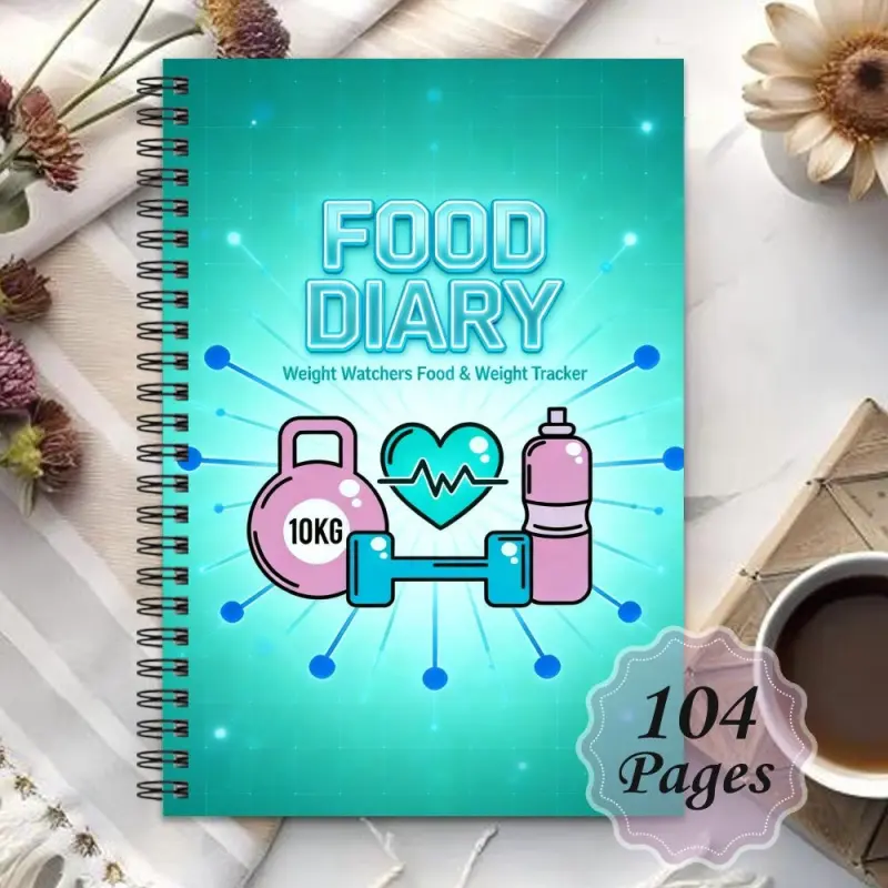 1 Weight Loss Plan Book, 12-Week Weight and Body Measurement Tracker, Nutrition and Diet Habit Fitness Tracking Lifestyle Food Journal, Food Log, Health Journal with Dumbbell, Water Bottle Heart Design, Monthly Planner, 2026-2028, English