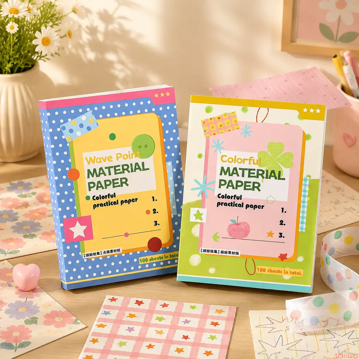 Japanese Korean Style Scrapbook Paper Set for Bible Journaling - Rectangle Decorative Cardstock - Vibrant Accessories for Planners & Crafts tiktokshopbacktoschool