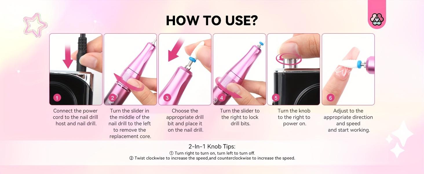 BeautyDAO SAVILAND Electric Nail Drill: Portable 40000RPM nail filter Electric Nail Manicure Pedicure 13 acrylic nail drill Fake nail gel Nail Dip Nail Artificial nail home salon, gradient color, gift You deserve it