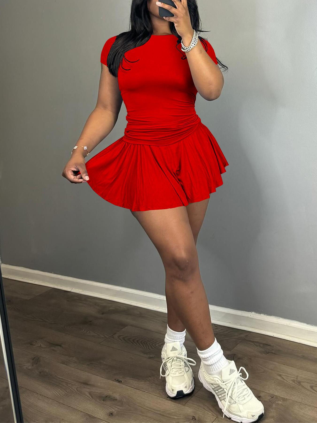 Women's Spring Summer Fashion Casual Sporty Sexy Plain Two-Piece Short Skirt Set, Activewear Clothing, Summer Athletic Wear, Summer Sports Clothes, Sportswear Clothing, Fitness Outfits, Fitted Style, Perfect for Daily Wear - TikTok Women's Spring Summer Fashion Casual Sporty Sexy Plain Two-Piece Short Skirt Set, Activewear Clothing, Summer Athletic Wear, Summer Sports Clothes, Sportswear Clothing, Fitness Outfits, Fitted Style, Perfect for Daily Wear - TikTok