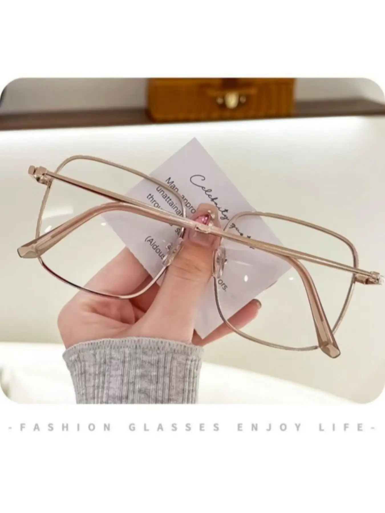 Unisex Metal Frame Glasses, Non-Prescription Eyeglass Frames for Large Faces, Slimming Effect, Trendy Design, Ideal for & Plain Lenses
