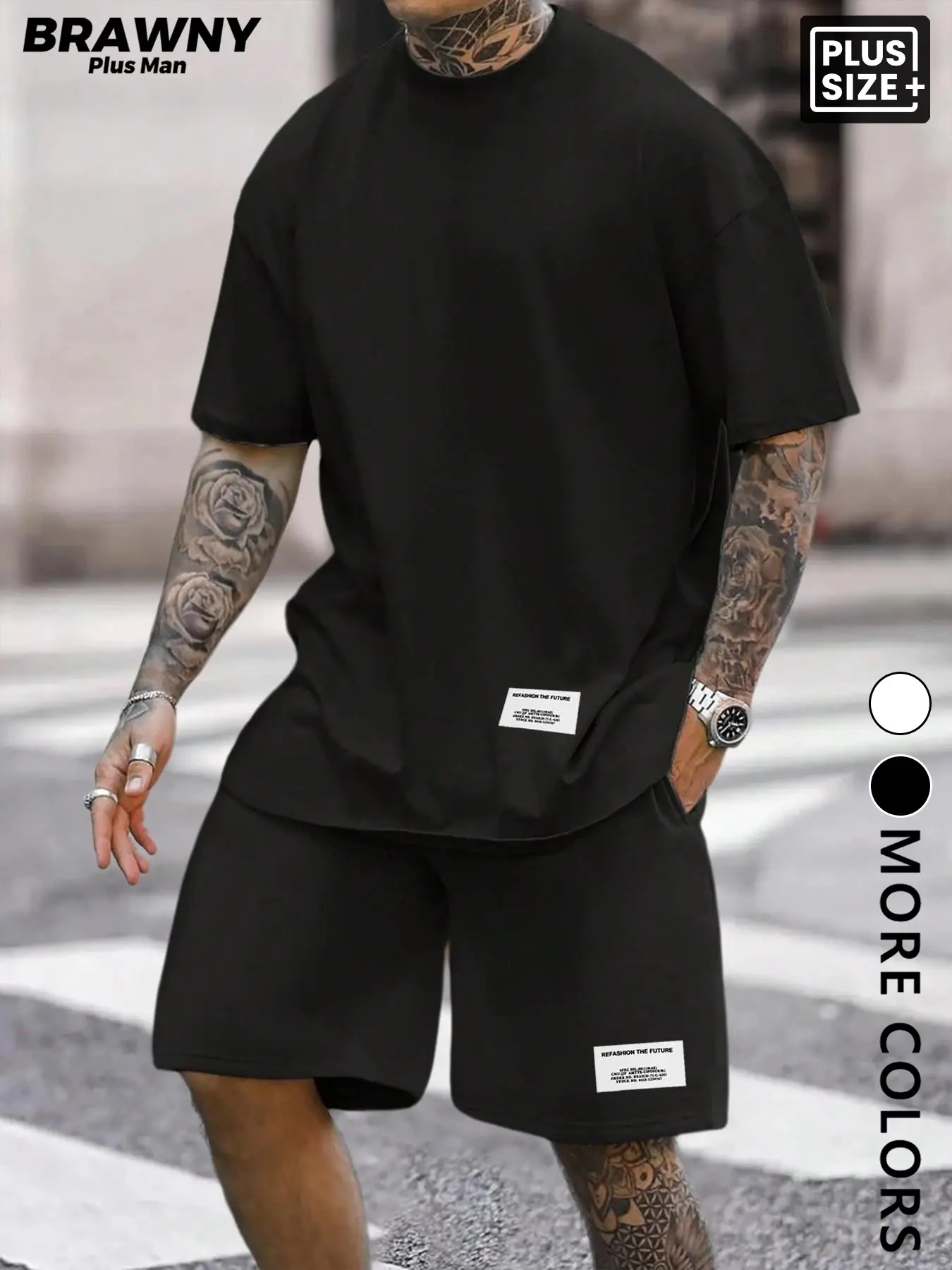 Men's Plus Size Summer Menswear Graphic Print Short Sleeve Shorts Set, Gothic Streetwear Style Casual T-Shirt Shorts for Beach Skateboard Music Festivals Gym Fitness