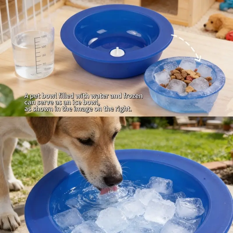 Pet Ice Bowl Cooler, Reusable Ice Filler Design, Summer Cooling Tool, Long-Lasting Cold, Cool Drinking for Cats and Dogs, Love Drinking