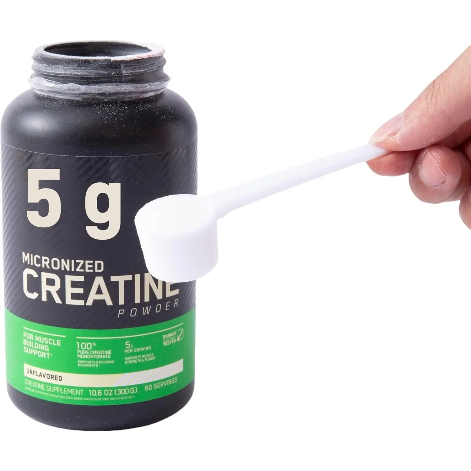 3-Pack 5g Scoop for Creatine - White Measuring Spoons Calibrated for Creatine Monohydrate  - Accurate 5 Gram Portion Scoop for Supplements, Pre-Workout, Gym Use, Fitness Routine