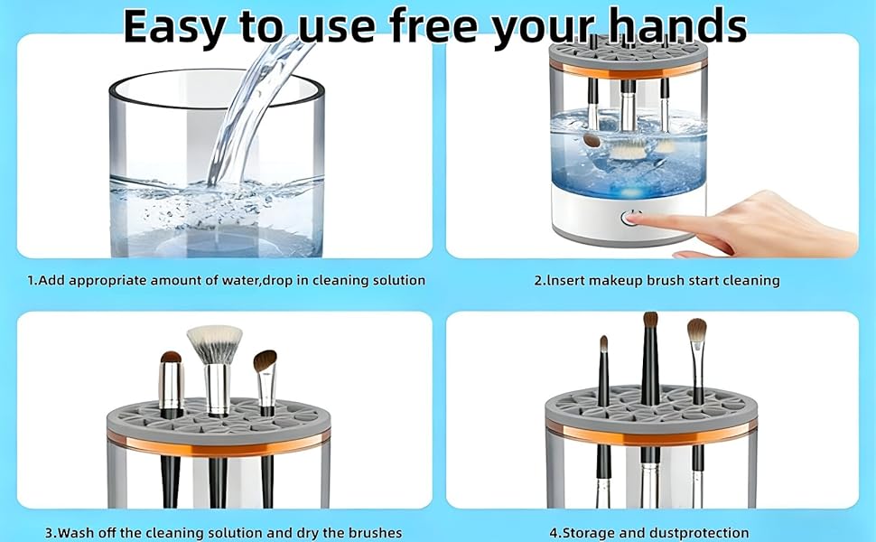 Makeup Brush Cleaner,Automatic Makeup Brush Cleaner machine,Automatic Cosmetic Brush Cleaner for All Brush Sizes