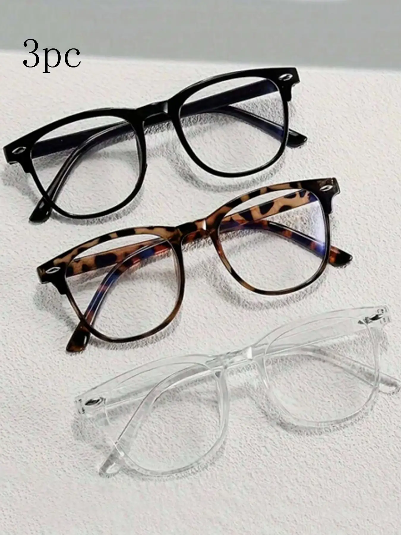3pcs Women's Plain Glasses Frame, Retro Square Shape Design, Fashionable Eyewear for Daily Use, Stylish Accessory for Ladies, Eyeglass Frames