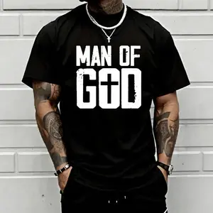 Men's vintage inspirational print T-shirt with Christian cross design; premium CVC cotton T-shirt with emo rock punk core style; heavy cotton crew neck - a must-have item for vintage party and street wear