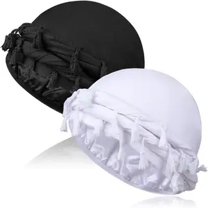 2 count Satin Lined Turban Silky  Wraps for Men with Long Twist Straps, Halo Turban Mens Turban  Scarf for Hair