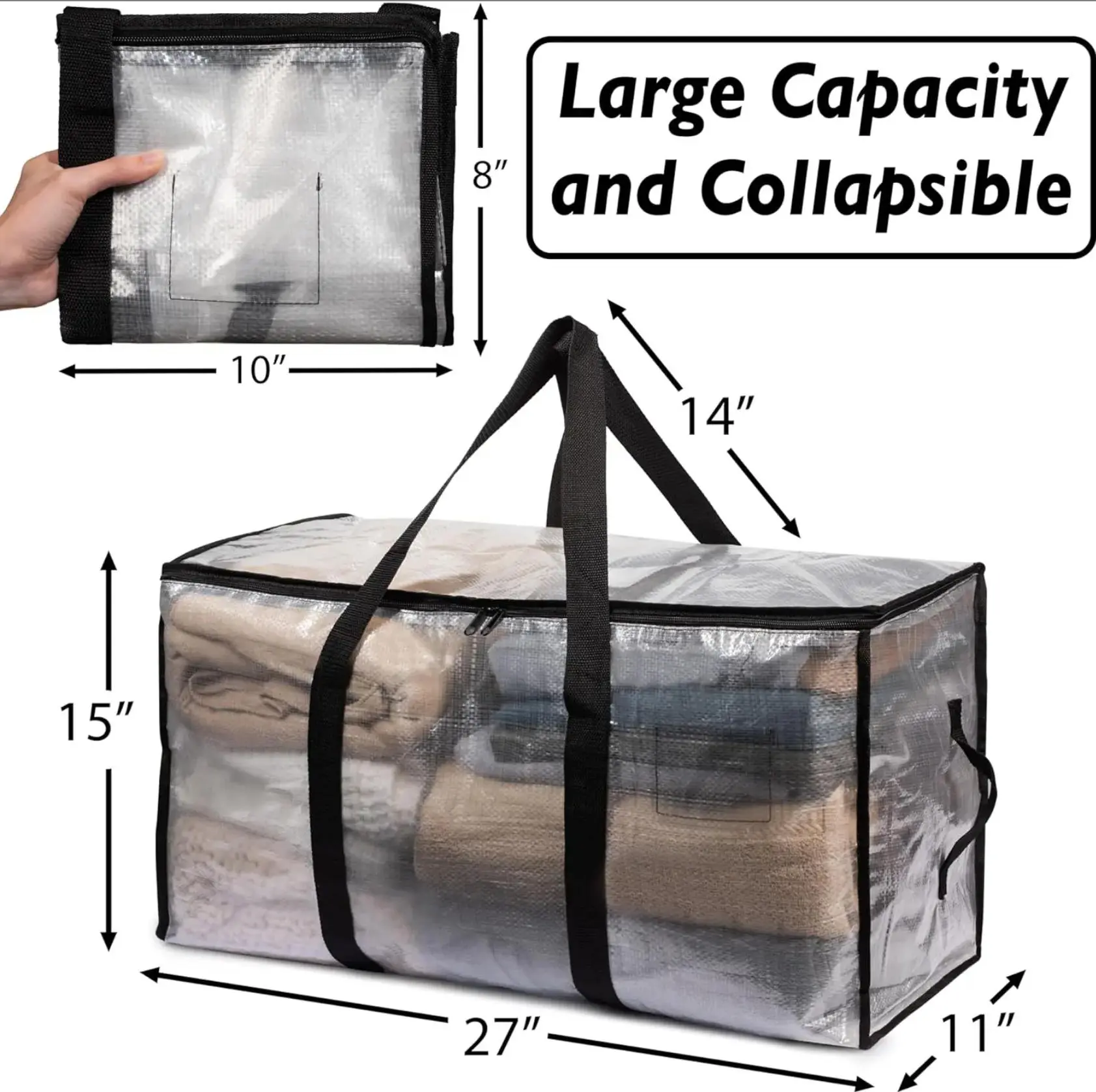 88L Heavy Duty Woven PE Storage Bag - 24 Gal Extra Large Waterproof Moving Tote (Alternative to Moving Boxes) with Tag Pocket, for Camping Gear & Large Internal Frame Backpacks (1/2/3/4 Pack)