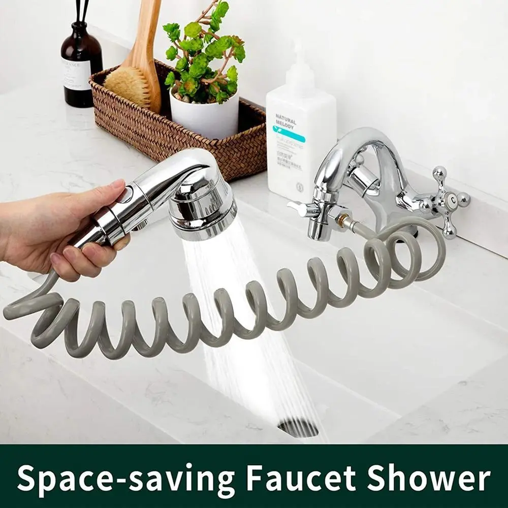 Shower Faucet Set Hose Handheld Shower Head Spray Tap Extender Sprayer Sink Booster Shower Bathroom Hair Washing Artifact Faucet