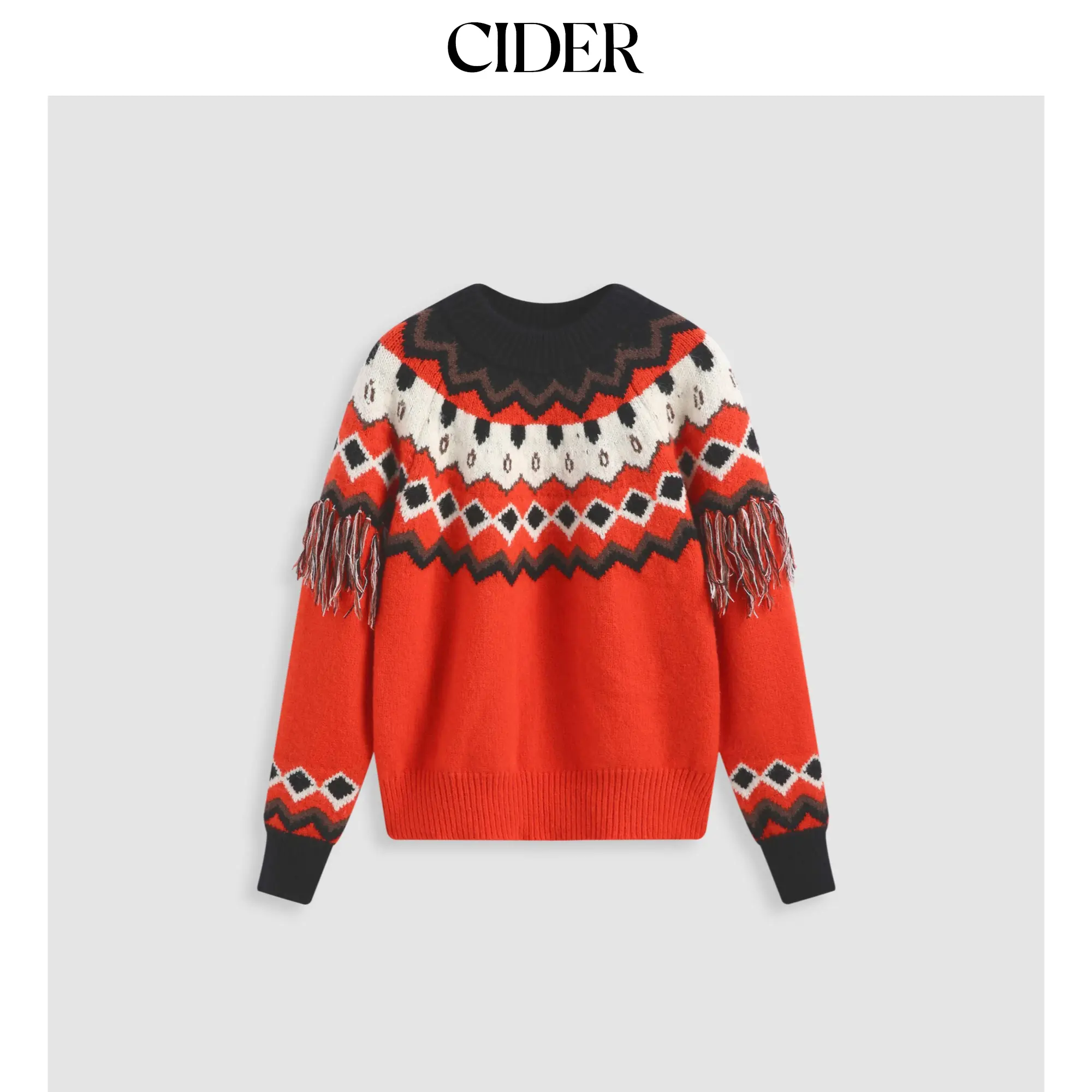 Cider [size 2-10] Chevron Fringe Long Sleeve Sweater