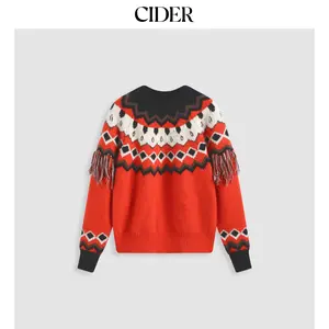 Cider [size 2-10] Chevron Fringe Long Sleeve Sweater