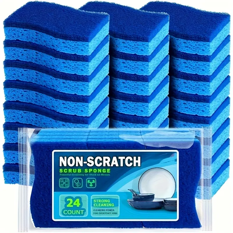 Dual-Sided Non-Scratch Kitchen Cleaning Sponges, Super Absorbent Multi-Purpose Scrubbing Pads, Durable Blue Foam Sponges for Dishes And Surfaces, Dishwashing Sponges | Durable Kitchen Sponges | Durable Cleaning Sponges
