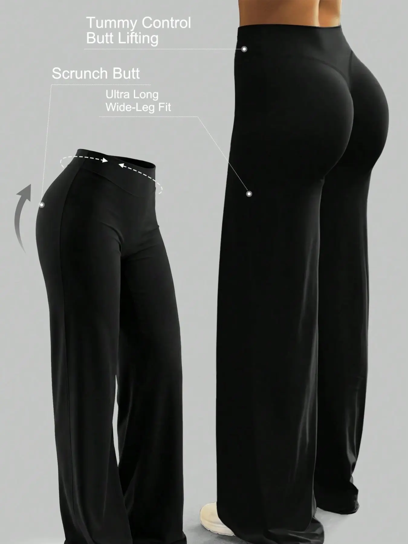Women's High Waisted Tummy Control Butt Lift Flare Leggings, Stretchy Body Contouring Bell Bottom Workout Pants, Non‑Transparent Wide Leg Bottoms for Fitness Training Yoga Everyday Wear