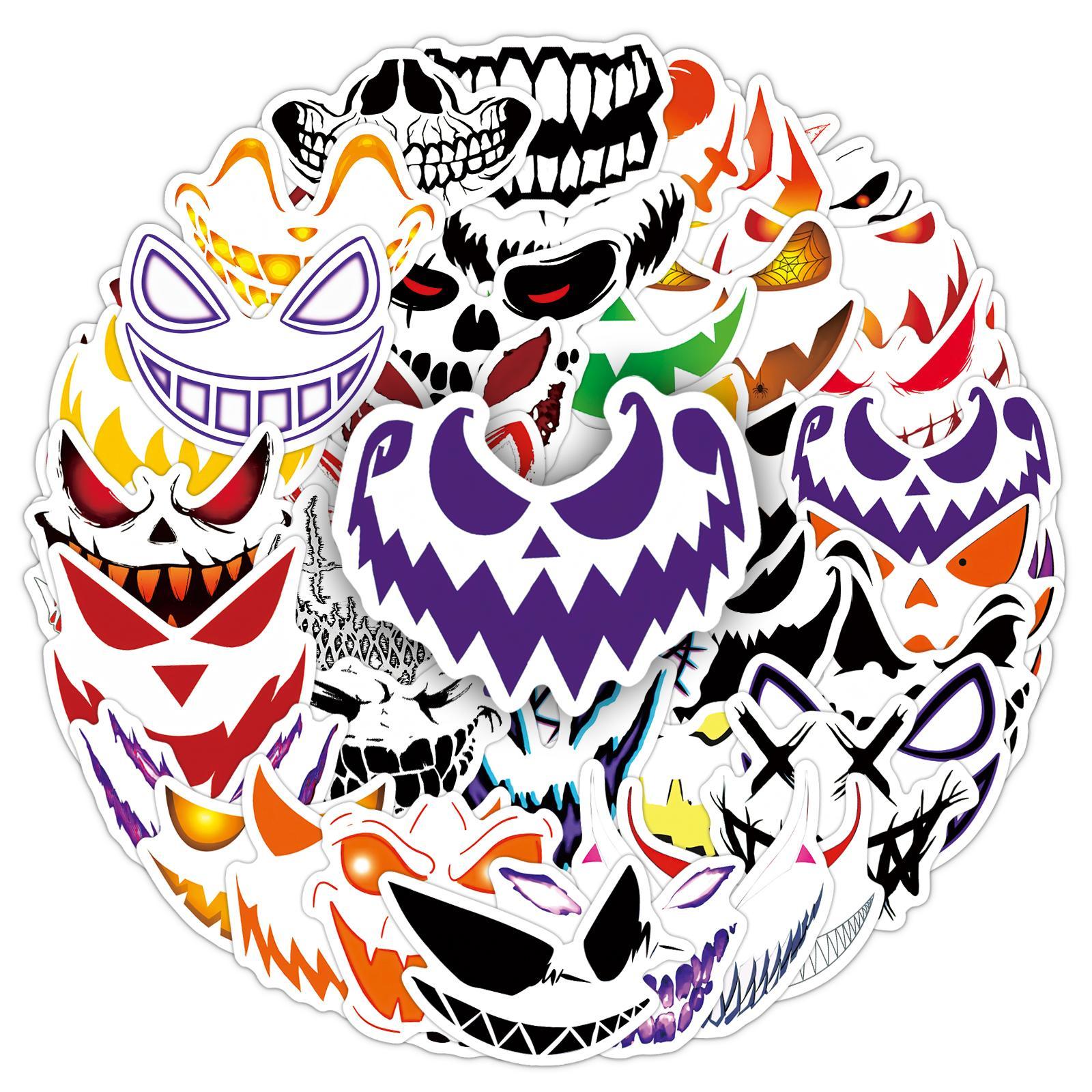 Face Pattern Sticker, 100pcs/set Creative Scary Face Design Decorative Sticker, DIY Decals for Water Bottle, Laptop, Phone Case