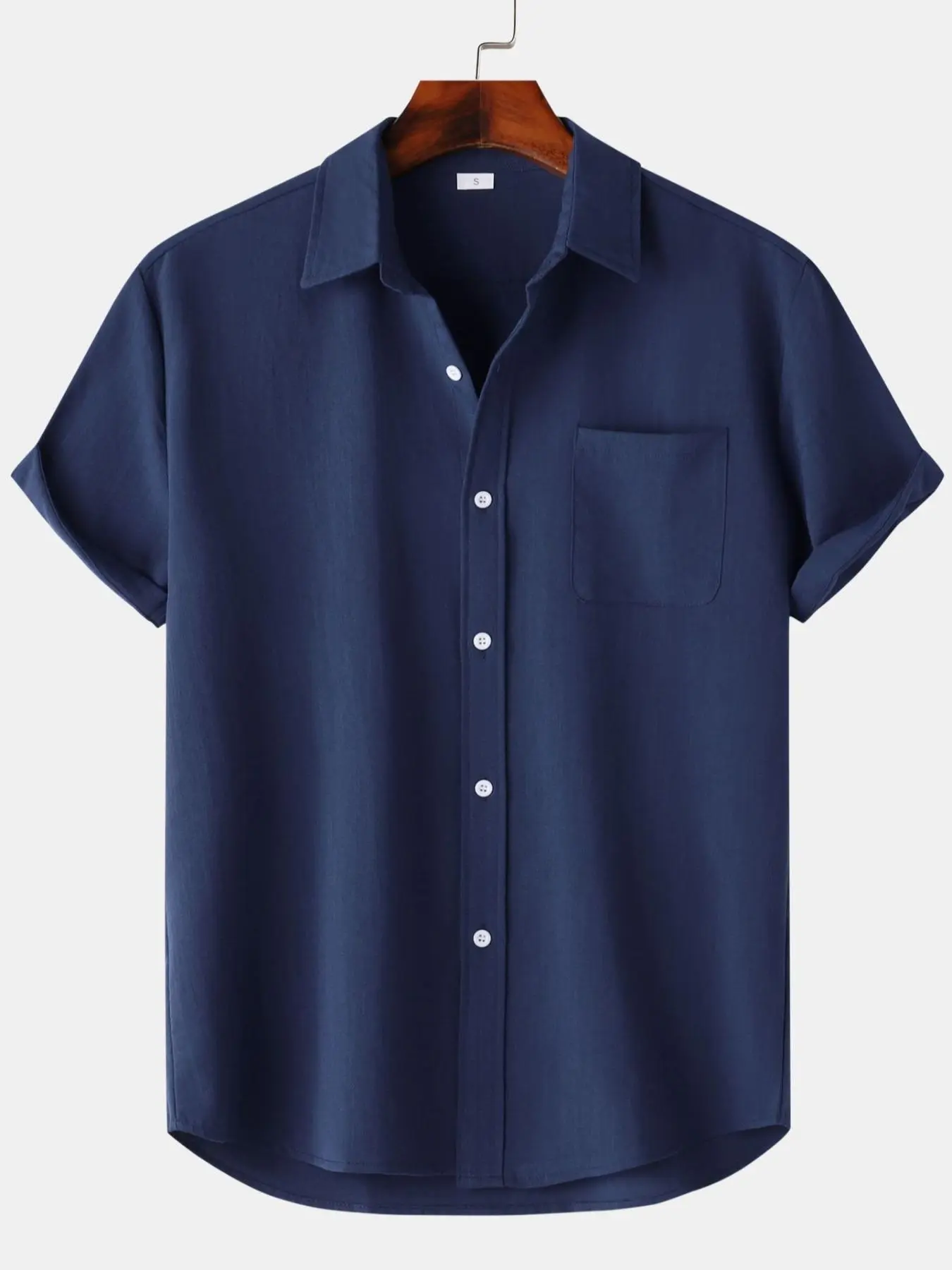 Men's Linen Short Sleeve Shirt, Casual Classic Button Front Plain Solid Color, Ideal for Daily Wear and Special Occasions, Easy Care and Comfortable Fit