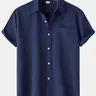 Men's Linen Short Sleeve Shirt, Casual Classic Button Front Plain Solid Color, Ideal for Daily Wear and Special Occasions, Easy Care and Comfortable Fit