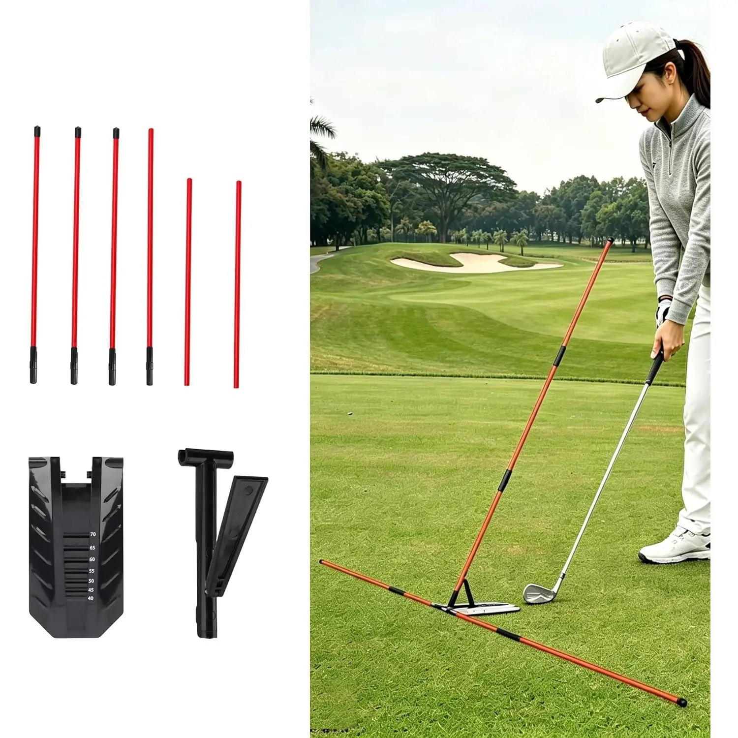 WIGERLON Premium Golf Alignment Stick Holder - Blue Brick Golf Swing Path Trainer & Alignment Tool,Swing Trainer Practice Teaching Aid Driving Range for Aiming, Putting, Swing