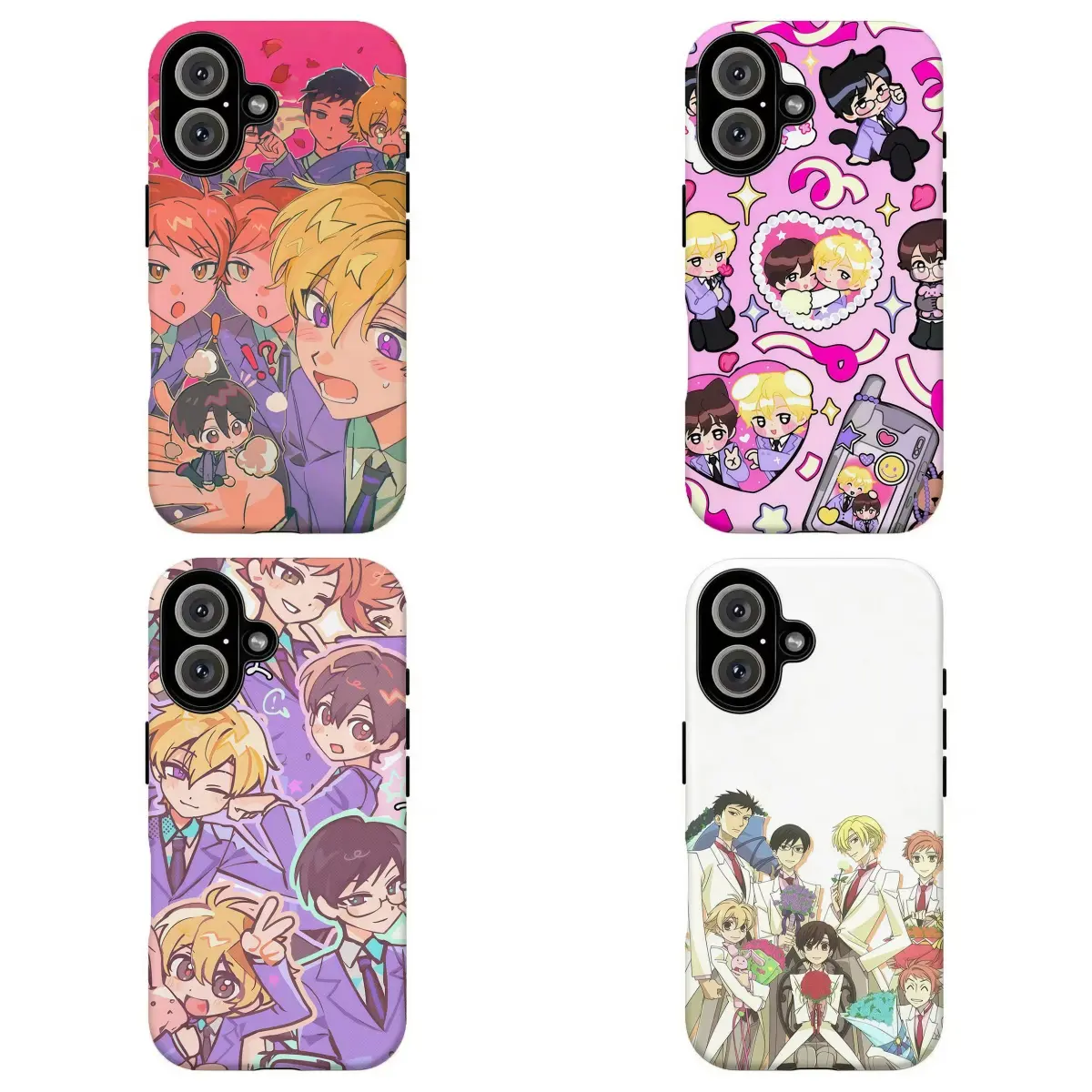 Ouran High School Host Club Pink Heart Custom Shockproof Casing - Kawaii Anime Aesthetic Tough Shell, Shock Resistance Cellphone Accessory for iPhone 11-17 Air Pro Max & Samsung S21-S26 Devices, Otaku Gift
