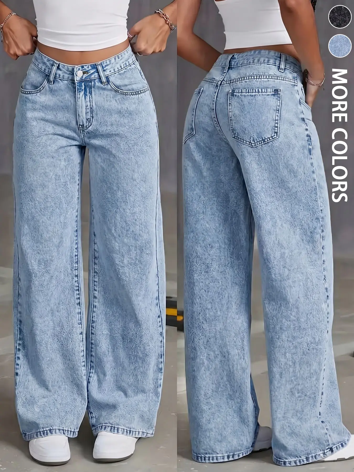 Women's Casual Basic Versatile Loose Straight Leg Jeans, Washed Vintage Style, Comfortable and Stylish, Perfect for Everyday Wear