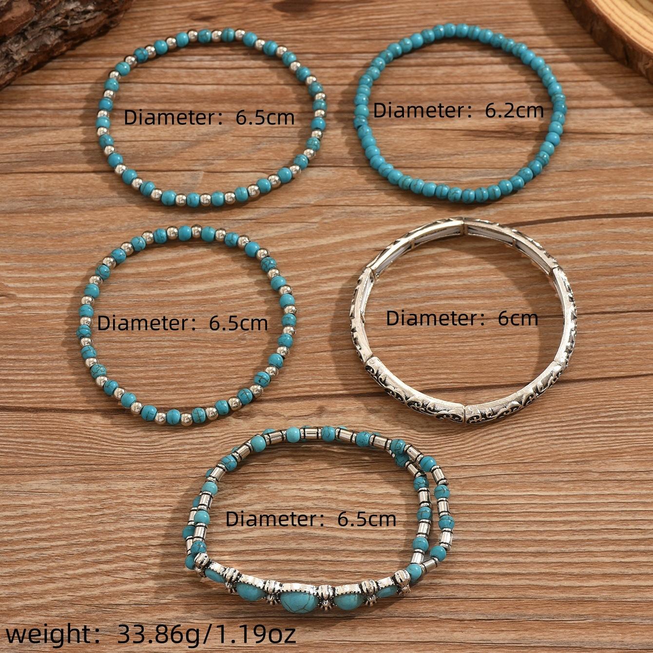 Turquoise beaded DIY bracelet - Bohemian style handcrafted multi-piece jewelry set